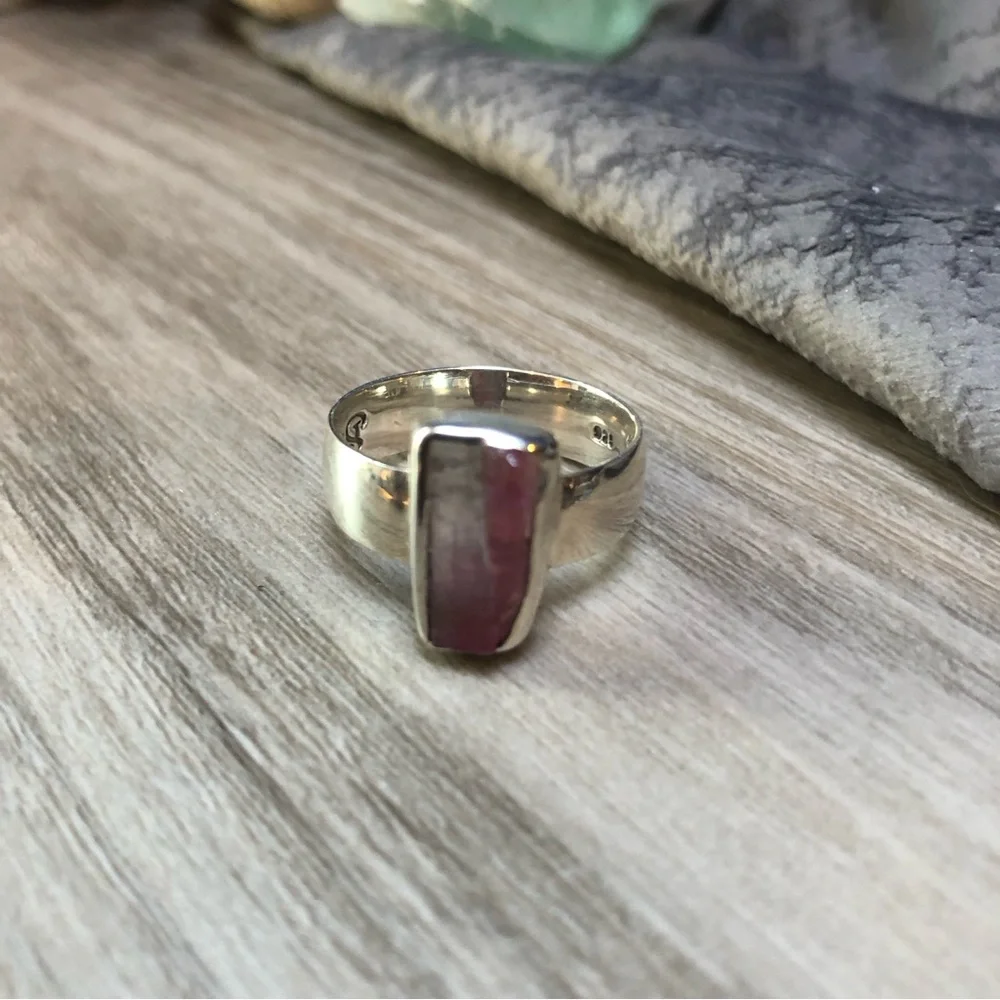 Raw Tourmaline Sterling Ring - Picture 5 of 11
